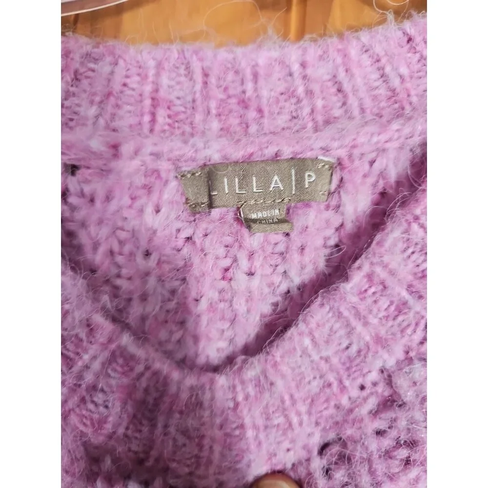 Lilla P Airspun Ribbed Pullover Sweater Freesia Pink Small. (HL166) - Picture 3 of 5